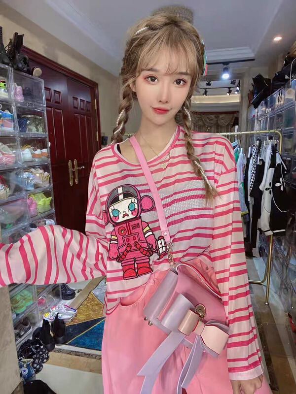 New in early summer! [JX] Korean space doll stripe versatile sunscreen shirt z620# WTT