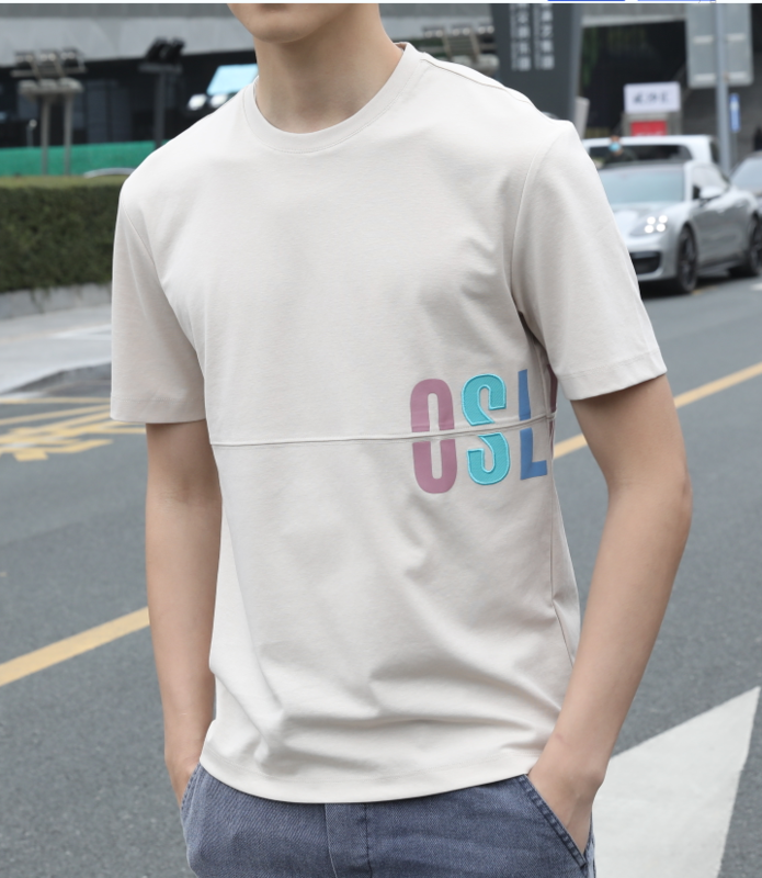 A new year in early spring! [aoshilong] round neck letter embroidered ragged personalized short sleeve T-shirt ls3521\zzl