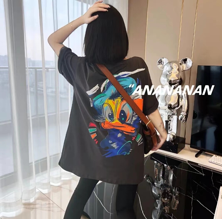 [Irene] Korean versatile letter loose short sleeve T-shirt 2252# WTT