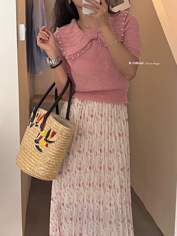 goods in stock! New in early summer! [B plus] elastic waist tie dyed floral skirt 22-9179-2# HBx
