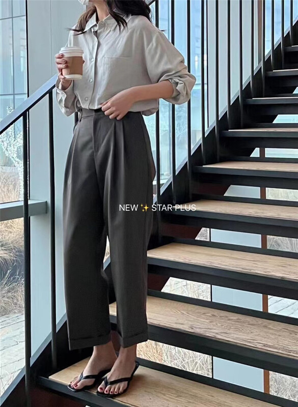 New year in early spring! [star plus] Korean hemmed nine point trousers 8535# hjy