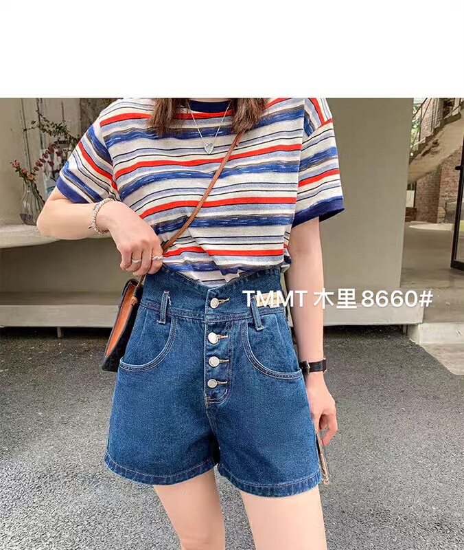 [Jiajia Muli] comfortable and versatile simple denim shorts 8660# L