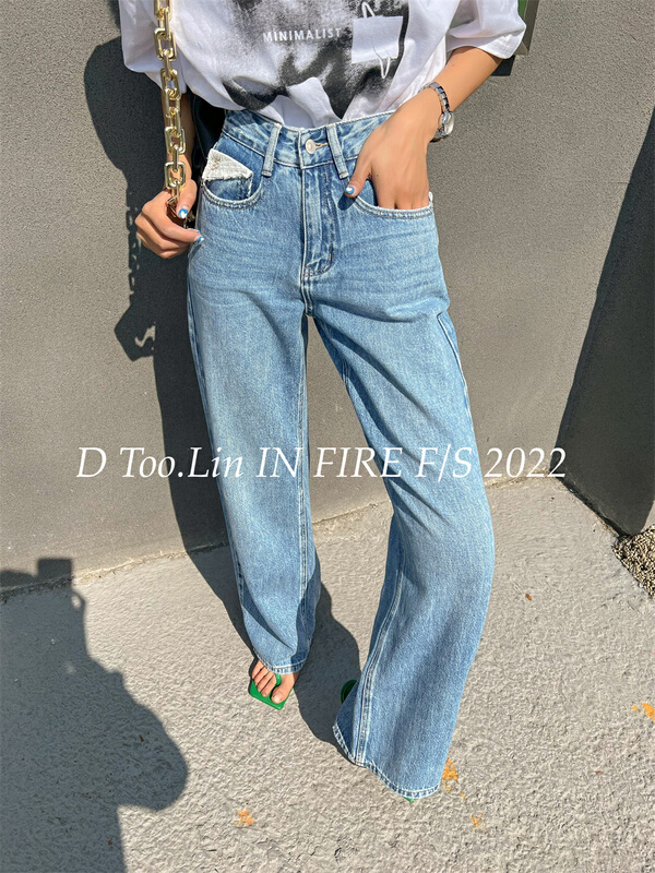 In early summer! [dtoo.lin] Korean version straight tube versatile jeans k022\ozq