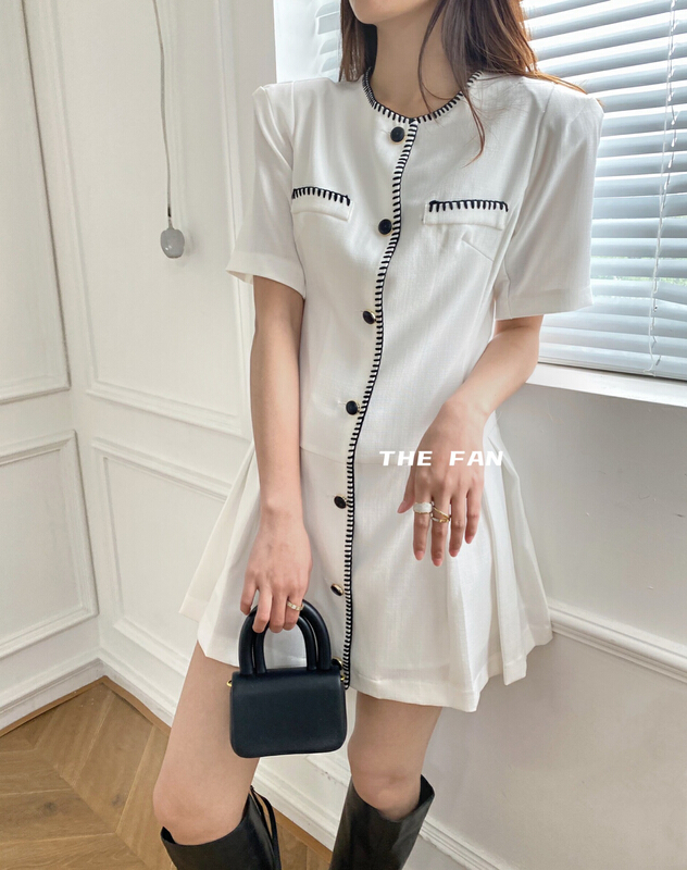 [the fan] slim and small temperament, fragrant Pleated Dress 61035# zxx