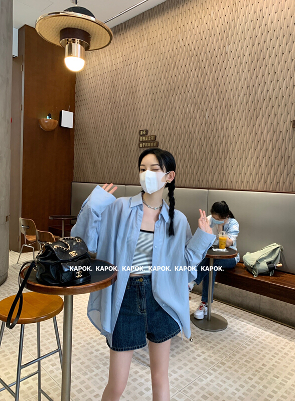 [kapok] neckline pleated back design shirt ys1-5508# zxl