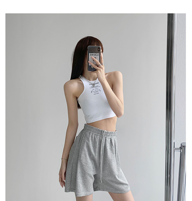 [yipinjia] drawstring high waist comfortable casual shorts 8909# L