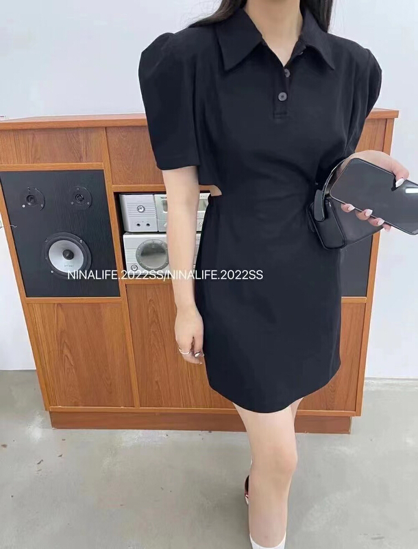 goods in stock! New in early summer! [Zoe Zoe] Korean loose waist polo dress c522# L