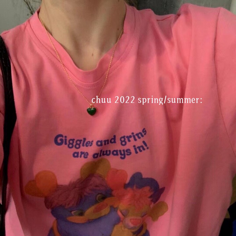 New year in early spring! [chuu] Korean loose cartoon short sleeve T-shirt 61093# HBx