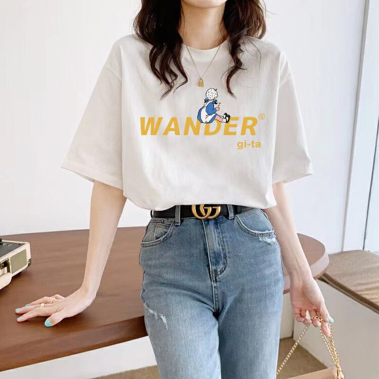 New year in early spring! [ziyijia] round neck lettered Pullover short sleeve T-shirt 0062# WTT