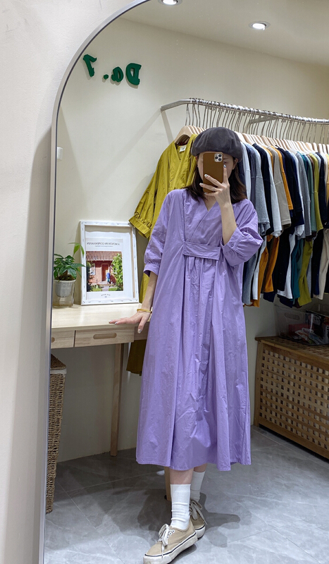 goods in stock! New in early summer! [da. 7] fashion V-neck loose and thin dress (dress only) 2518-1# LSL