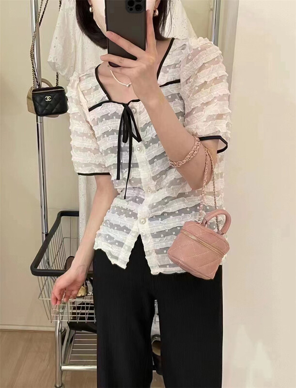 [Susan] contrast color aging soft blouse 109-1# LSW