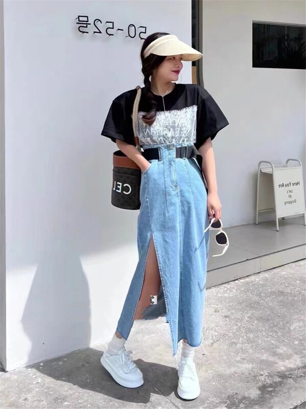 [FC] Korean solid color washed skirt (with belt) 3006# PCZ