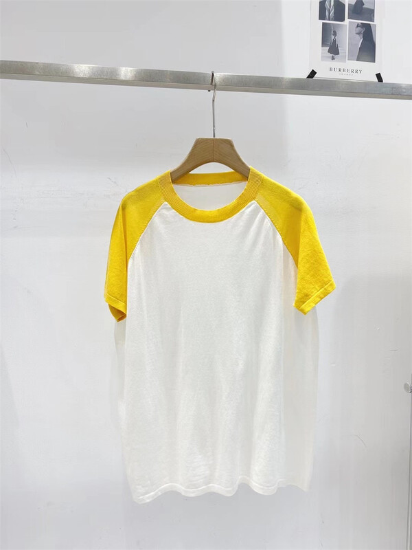 [td] Korean color blocking raglan sleeve short sleeve T-shirt 2243# XJ