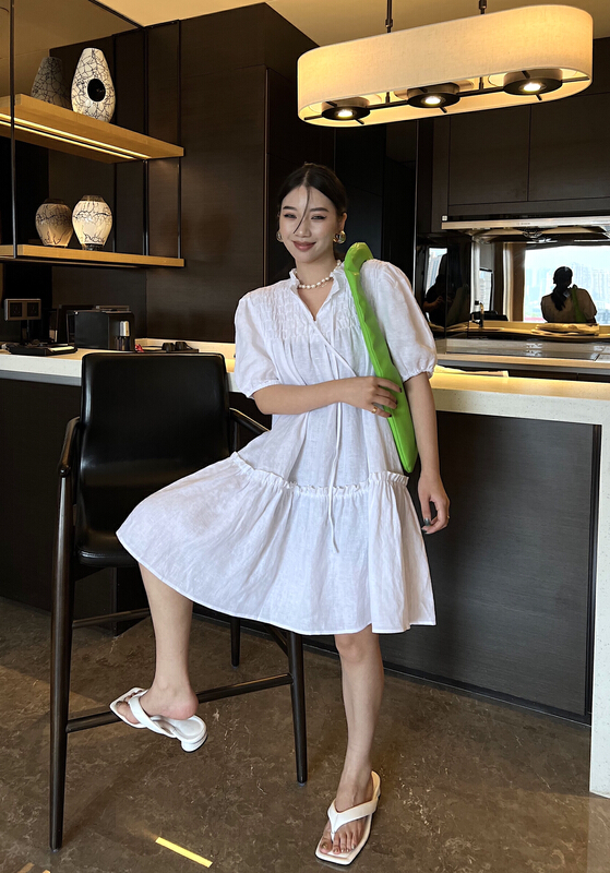 goods in stock! [f (x)] simple solid color aging dress (excluding necklace) lyq7111# ozq