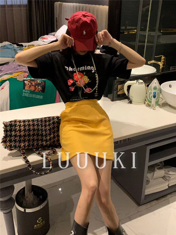[luuki] flower print loose short sleeve T-shirt (T-shirt only) 23075# ozq