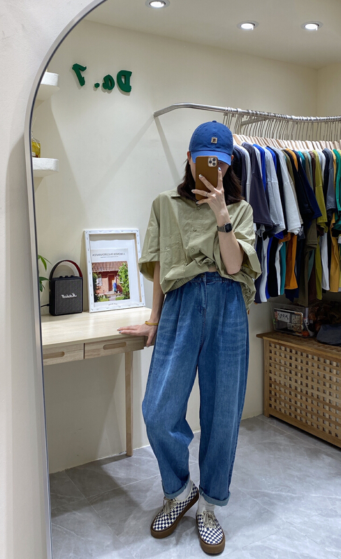 goods in stock! New in early summer! [da. 7] Korean fashion loose high waist slim jeans 8875# LSL