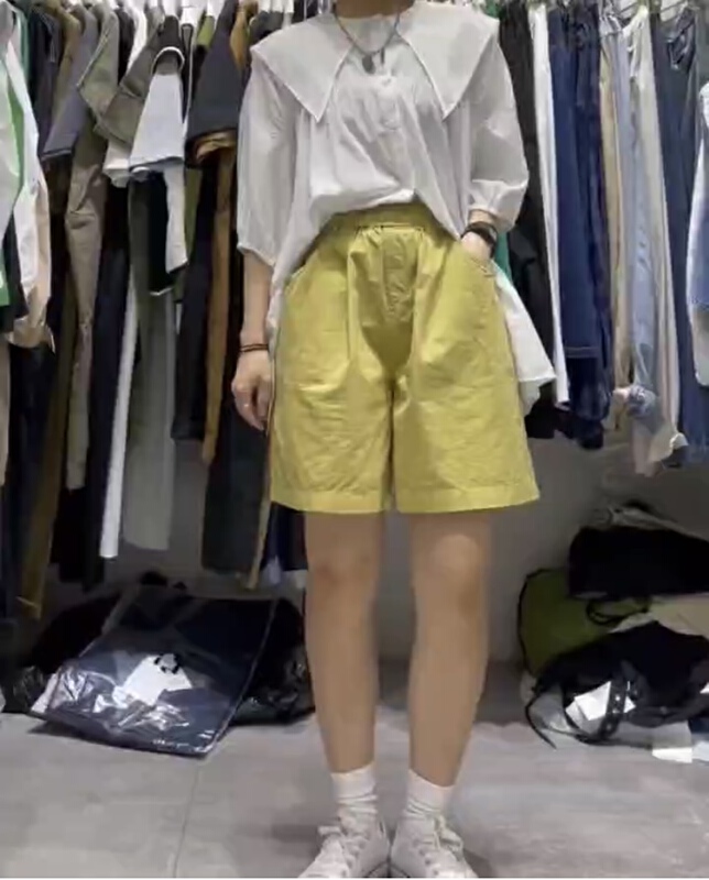 [starting point] elastic waist loose comfortable casual shorts 7531# L