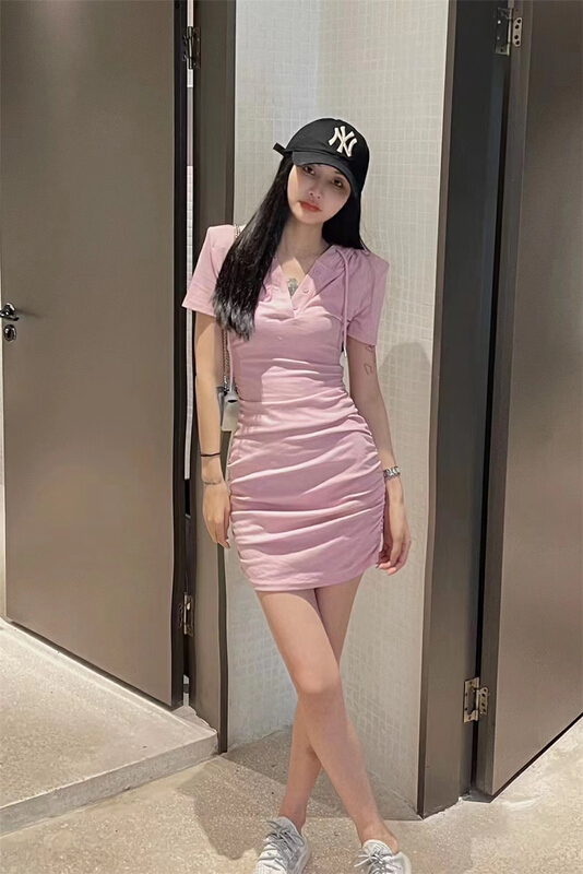 [Hello] hooded Spice Girl slim and thin beware of machine leakage waist dress ys-6362# lwy
