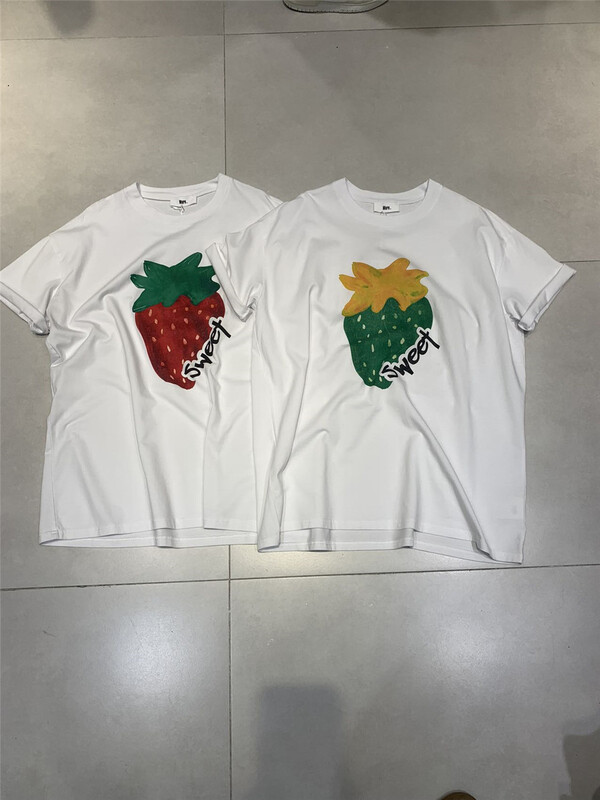 [more] Korean loose strawberry printed short sleeve T-shirt 88119# ozq