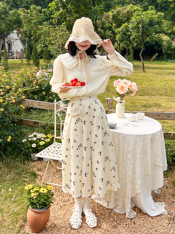 Early spring! [rong'erjia] Korean leaf print skirt 51835# hjy