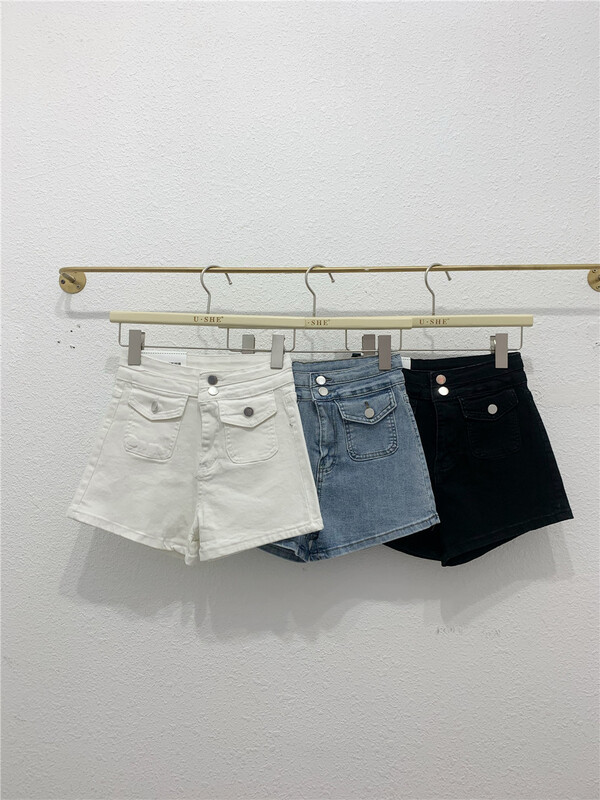 [u.she] Korean casual versatile denim shorts 917# cqw