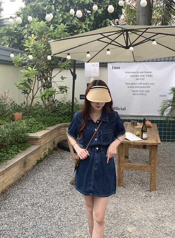 New in early summer! [as] Korean simple denim coat + trendy versatile short skirt suit (without bag hat) a1001\hbx