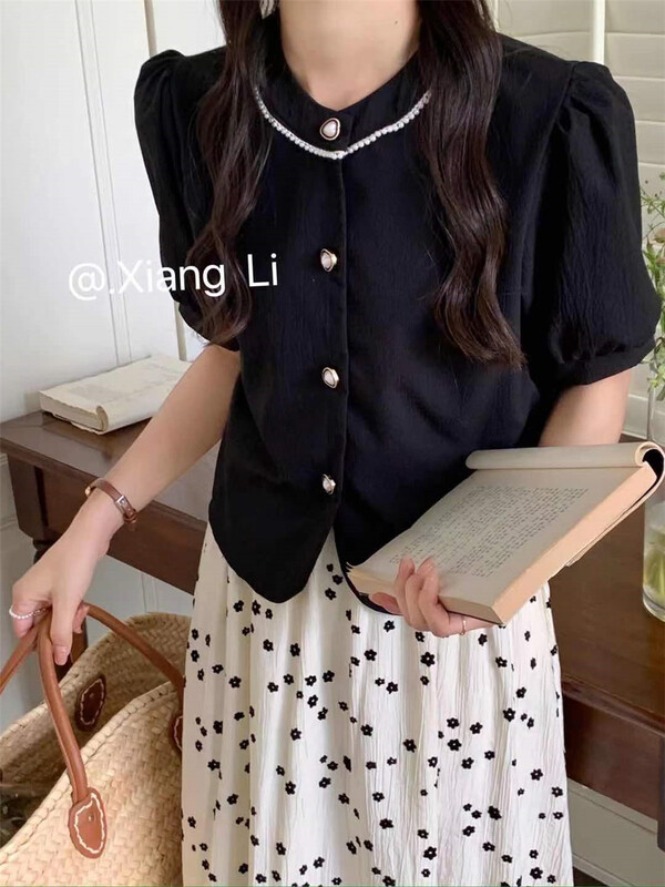 [Xiangli] fashionable single breasted versatile blouse 6022# PCZ