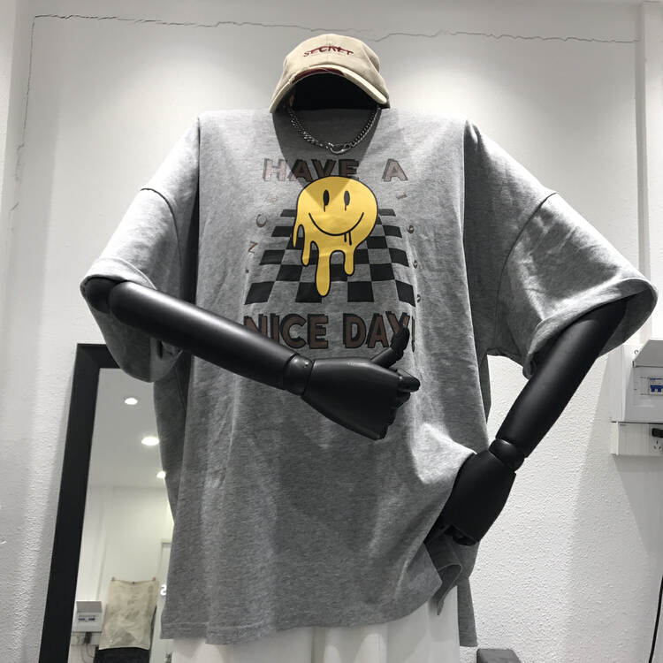 [misu Mizu] design sense casual and versatile loose short sleeved T-shirt (T-shirt only) 6608# ll