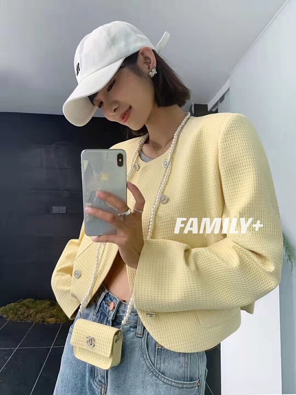 [family +] temperament celebrity double row button jacket (with bag) 6809# ozq