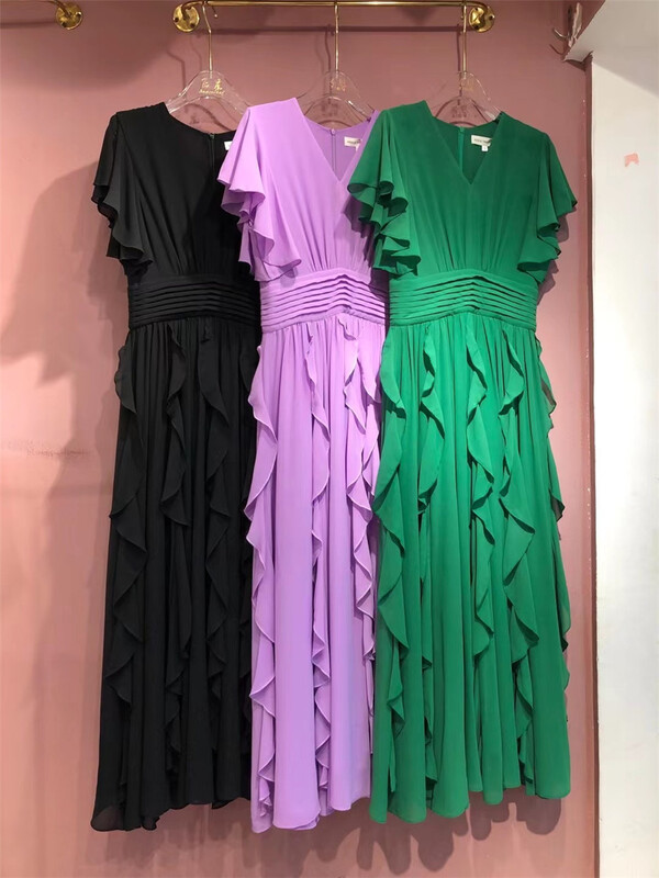 [sheen] big womanhood V-neck solid dress 329# JJ