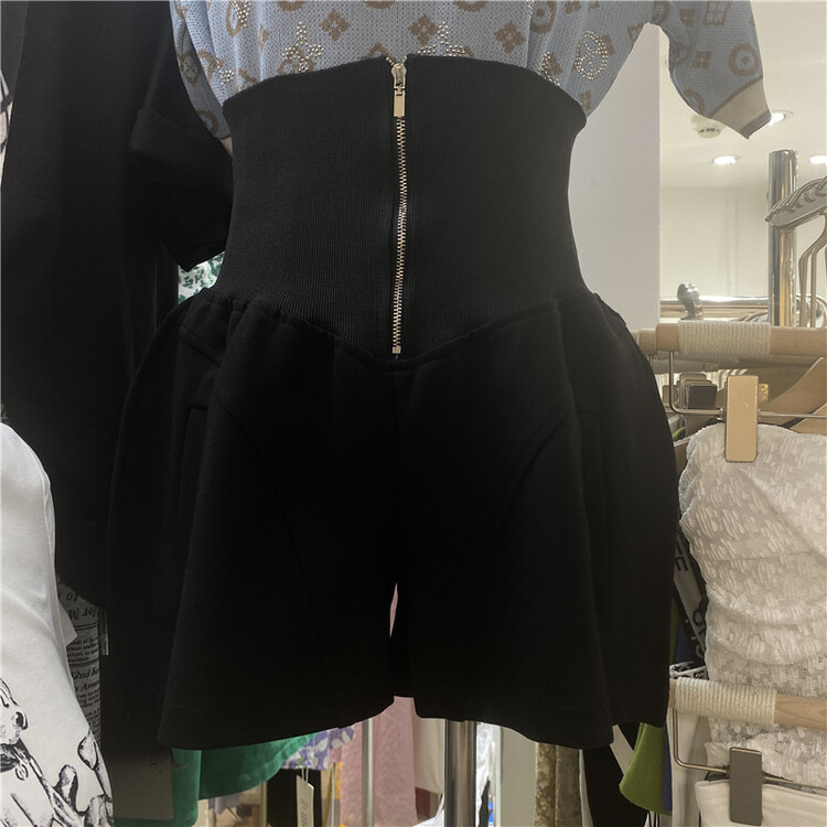 goods in stock! [semi plain] high waist full zipper slim ins casual shorts 020# zjy