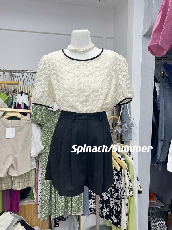 [spinach family] Korean gentle style bubble sleeve shirt 6995# HBx