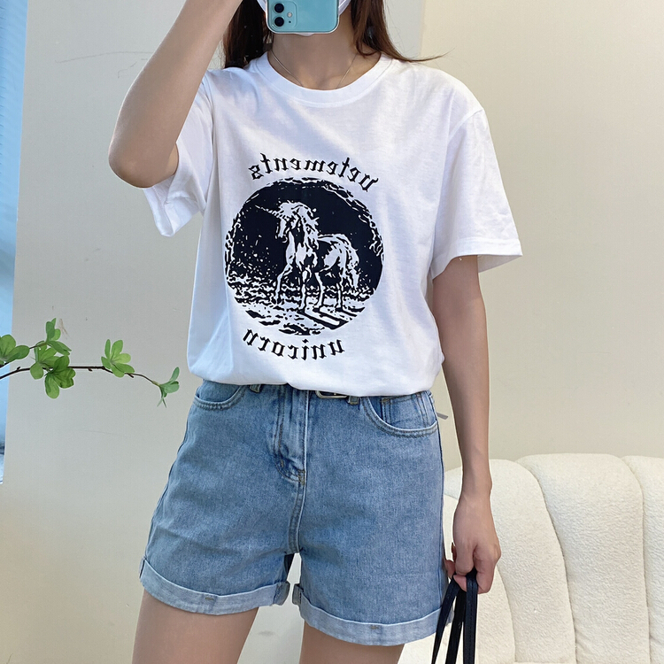 [miss hee hee] Korean fashion versatile short sleeve T-shirt 1391# Cl