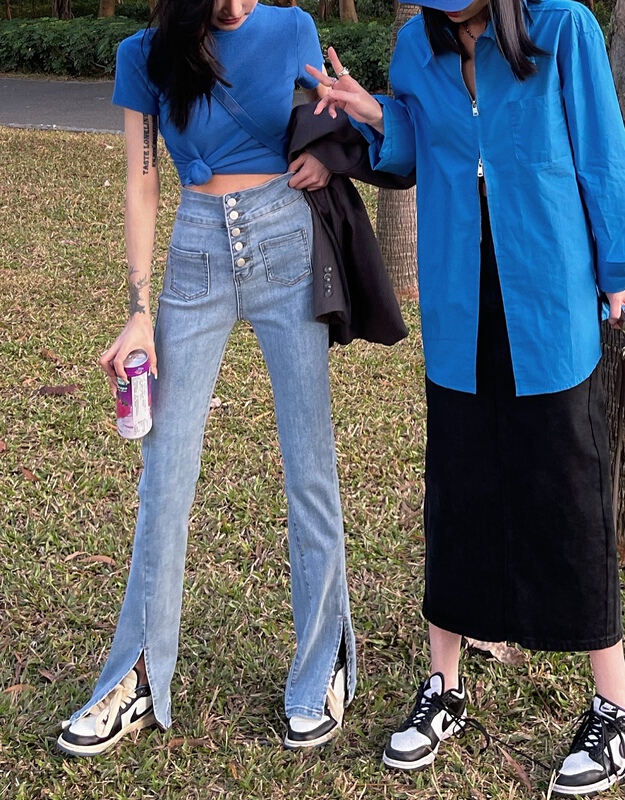 New year in early spring! [x2 fansiyu] original new elastic split breasted jeans 6026# WTT