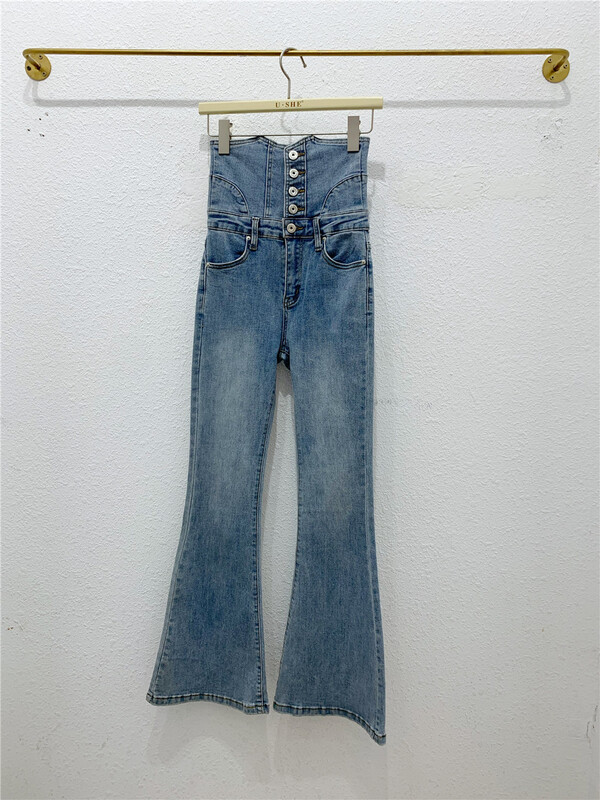 [u.she] Korean high waist slim jeans 39229# cqw