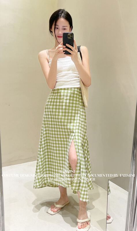 [tabmini] Korean slim check fishtail skirt x19620-g# WPL