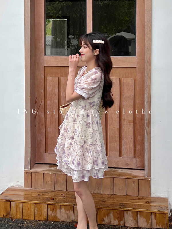 [ing] French soft wind floral dress 9000\hbx