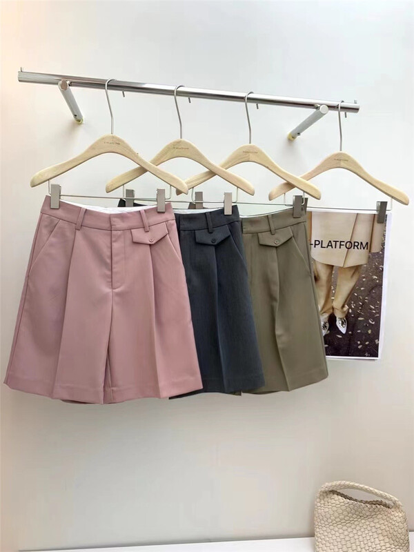 [t-platform] Korean minimalist and versatile clean color suit casual shorts t2551# zxx