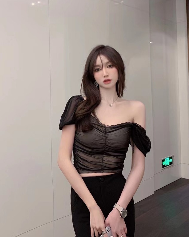 [Linda] Korean style pure desire wind short pleated shirt 81155# zxx