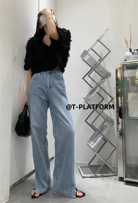 New in early summer! [t-platform] Korean style straight and versatile split jeans 8278# zxx