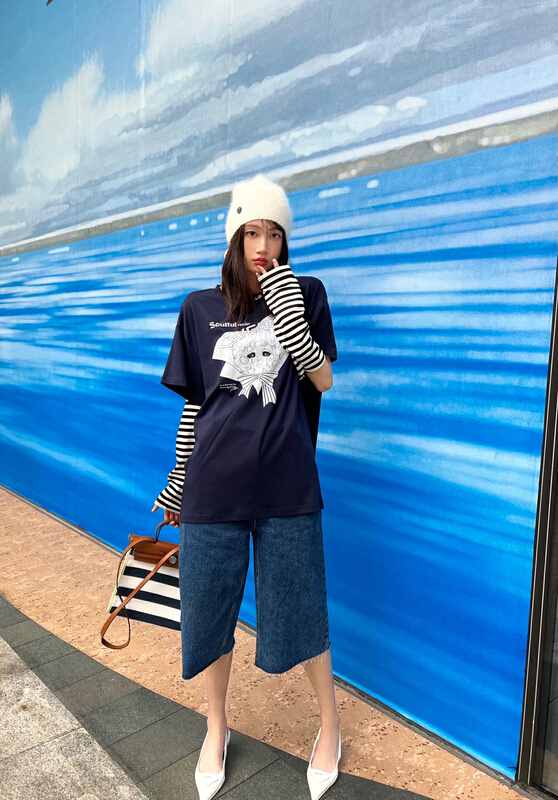 [Nancy] xiaozhongchao printed cartoon long sleeve T-shirt ys2-07# WPL