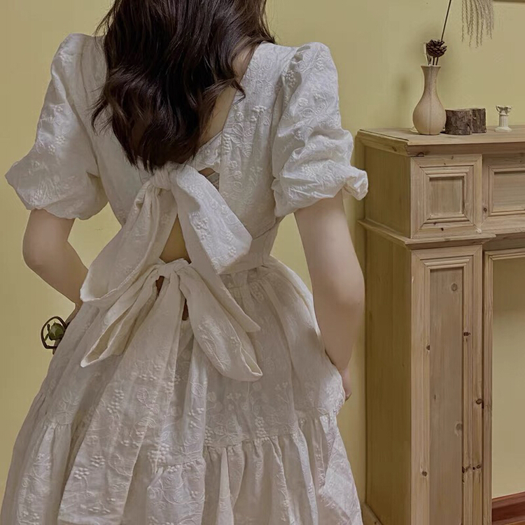 [Huaxi] Korean style sweet and gentle Jacquard Dress 8727# PCZ