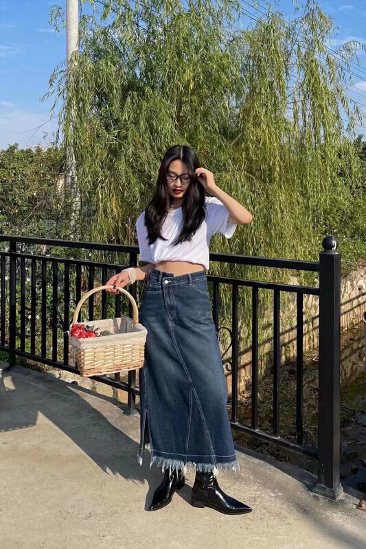 New in early summer! [wgwe] premium split denim skirt 1360# PCZ