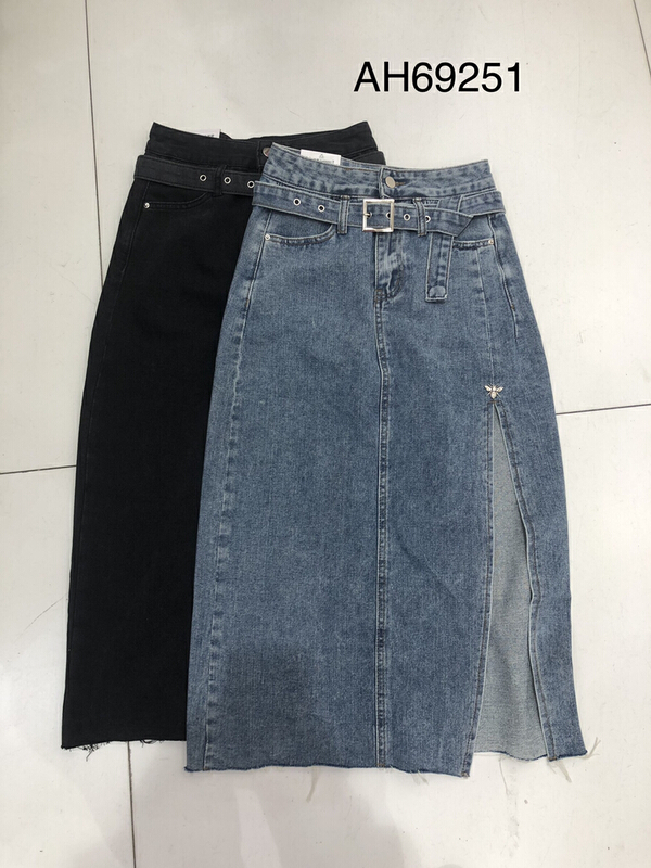 New year in early spring! [queen] high waist slit versatile denim skirt (with belt) ah69251# ozq