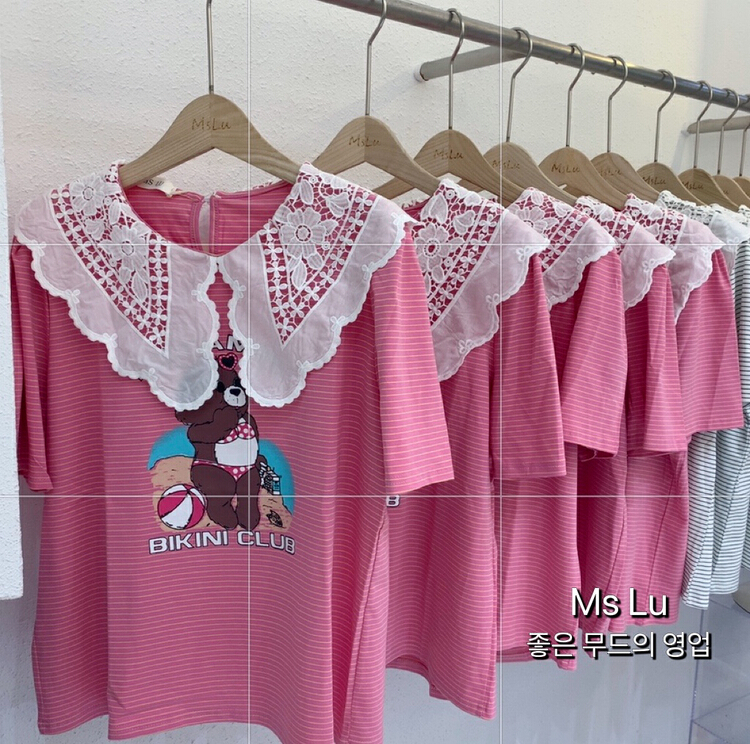 New in early summer! [xiaokoujia] Korean versatile fashion doll neck stripe short sleeve T-shirt 80502# WTT