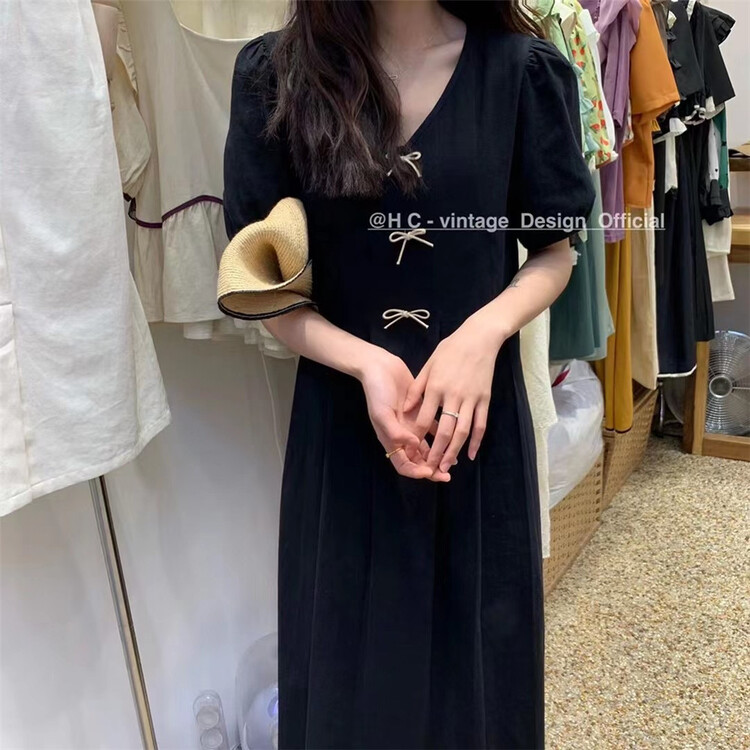 【HC-VINTAGE】淑女V領氣質連衣裙  S8870#  L