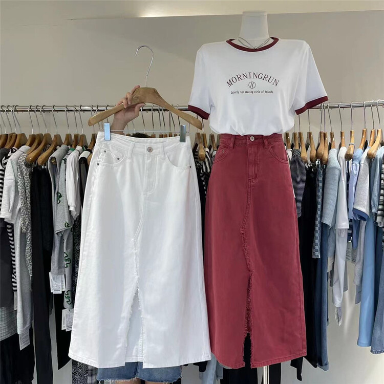 [Boran · Boran] high waist simple slim skirt 22b7378# LSW