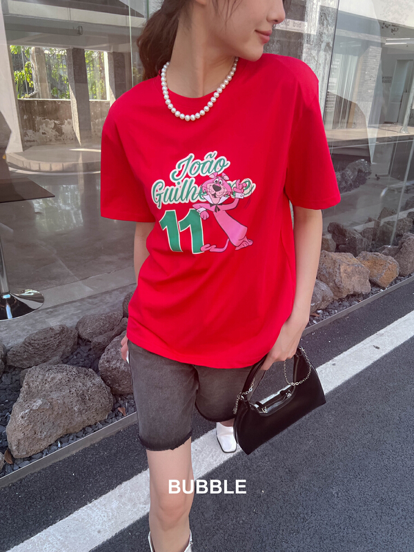 New in early summer! [bubble] cartoon printed round neck short sleeve T-shirt 22t073# ozq