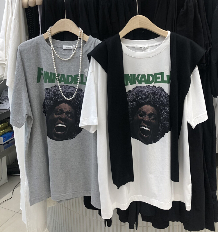 [sanbara] crew neck loose print short sleeve T-shirt (without matching) yl9535# LSW