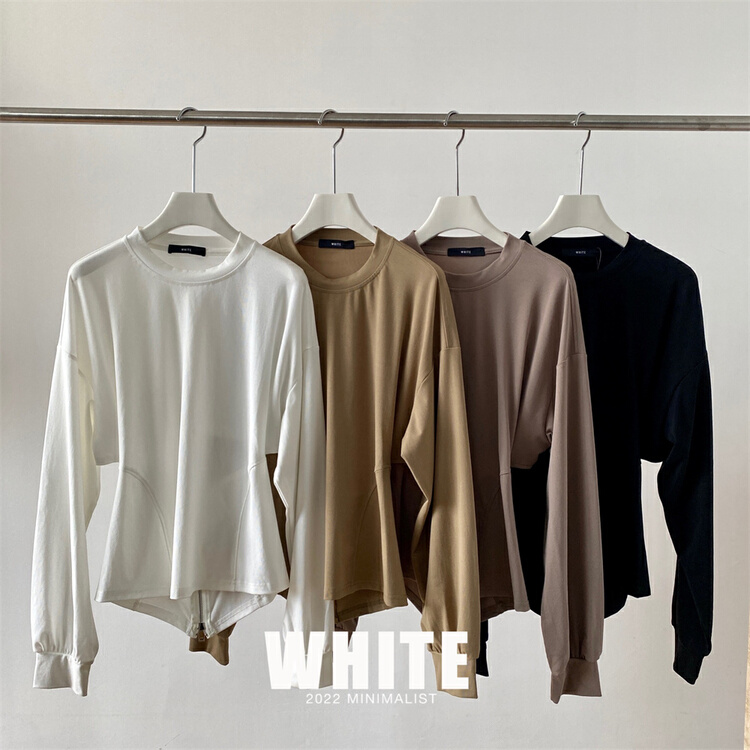 New in early summer! [white] hollow out fashion personalized long sleeve T-shirt b-76129# XYJ